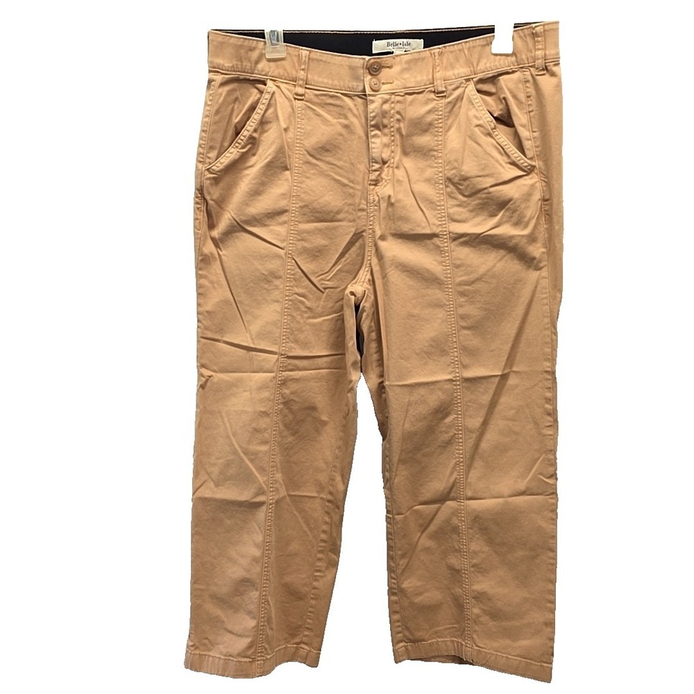 Belle Isle by Torrid Tan Crop Chino Pants Wide Leg Casual Elastic Waist sz 16P
